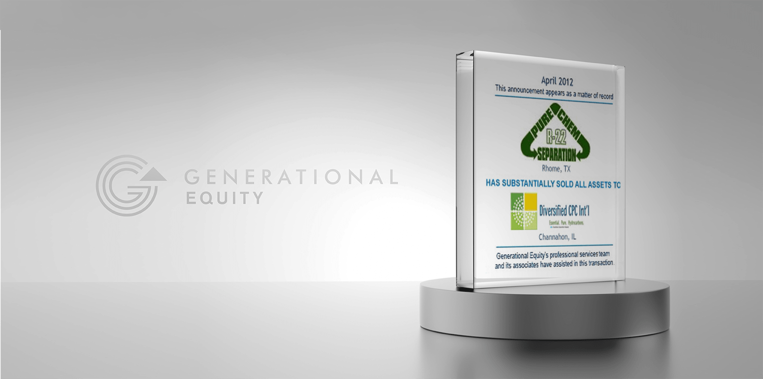 Pure Chem Separation has substantially sold assets to Diversified CPC International