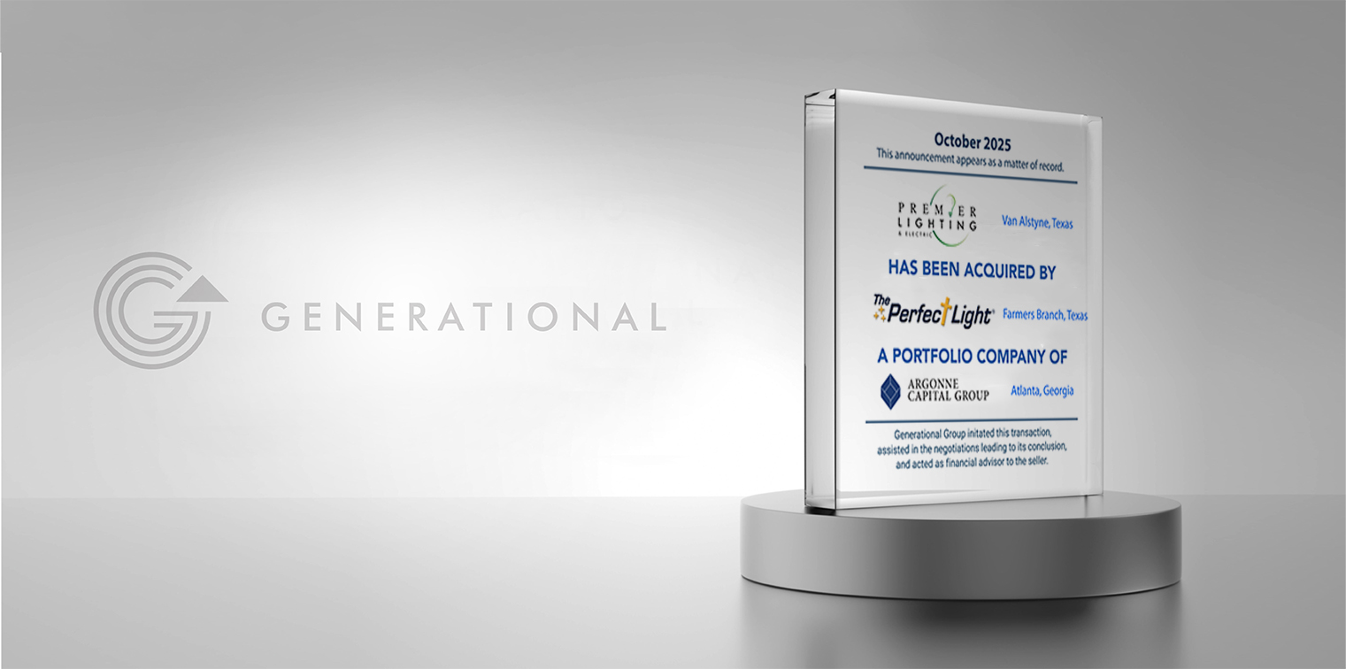 Generational Group Advises Premier Lighting Enterprises LLC in its Sale to The Perfect Light, a Portfolio Company of Argonne Capital Group